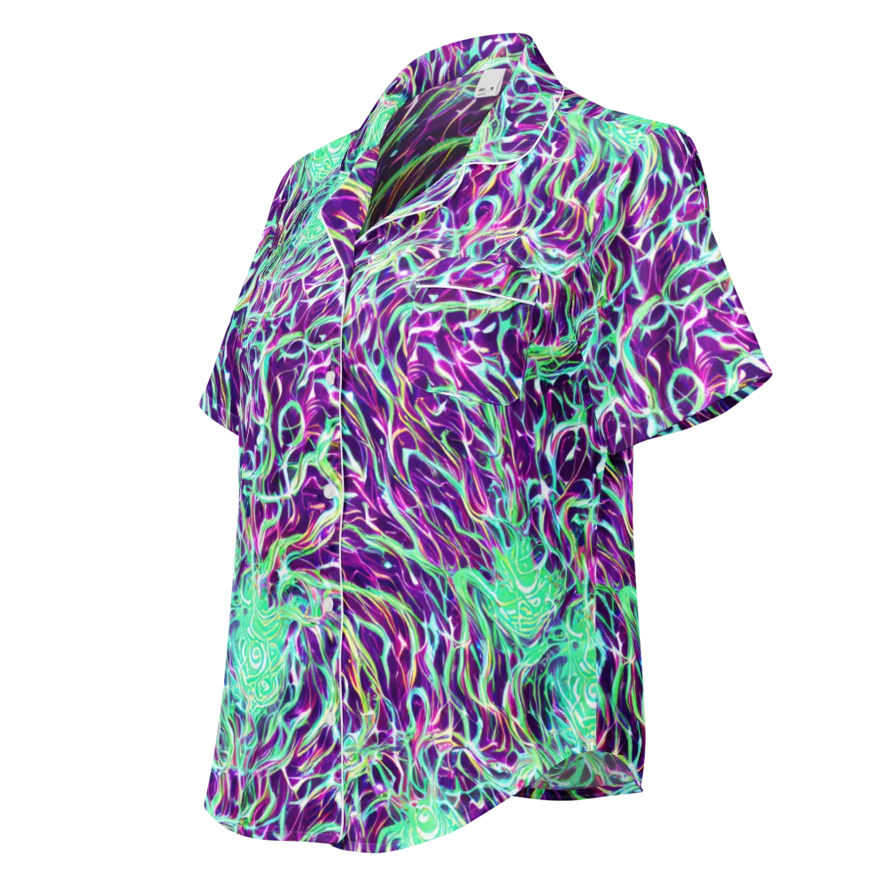 Vivid Nebula on Women's Short Sleeve Pajama Top — Left Front