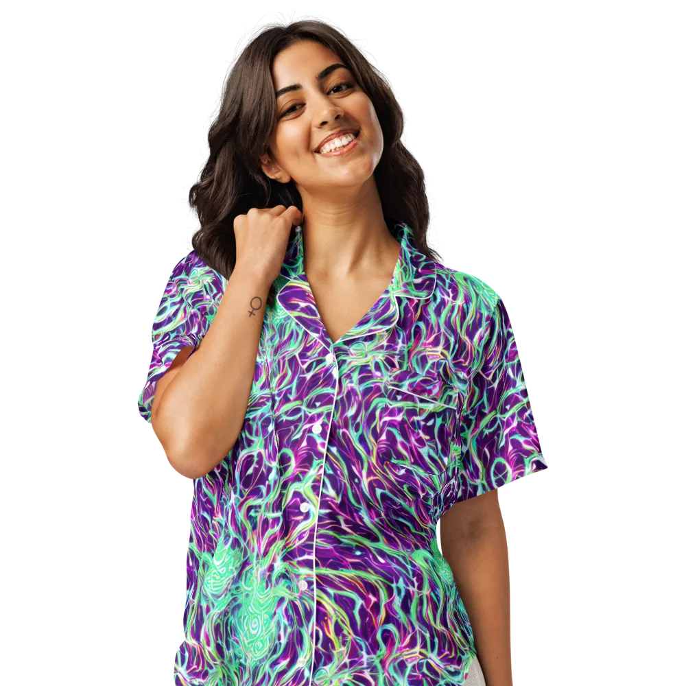 Vivid Nebula on Women's Short Sleeve Pajama Top — Front