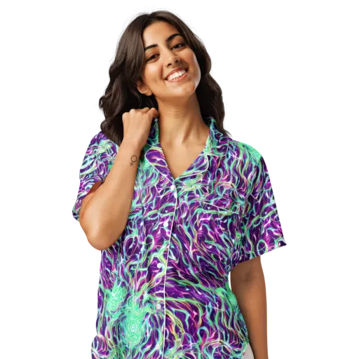 Vivid Nebula on a Women's Short Sleeve Pajama Top
