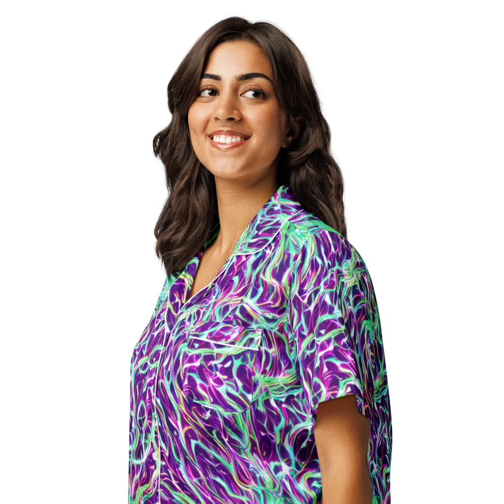 Vivid Nebula on Women's Short Sleeve Pajama Top — Left Front