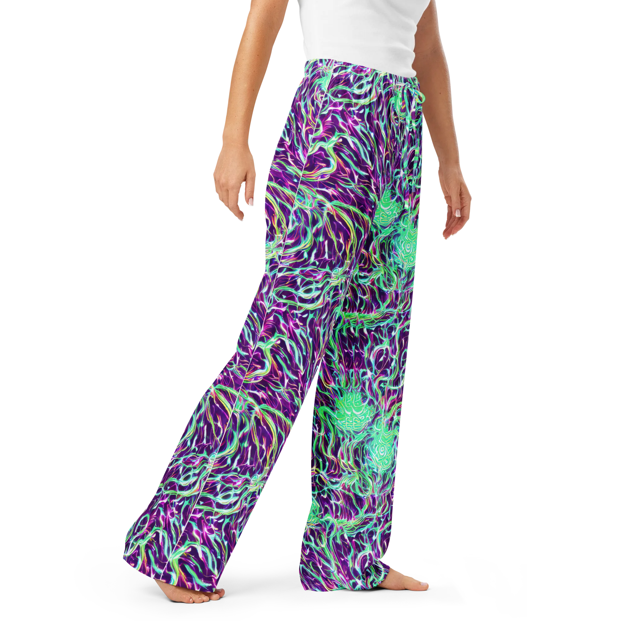 Vivid Nebula on Women's Pajama Pants — Right Front