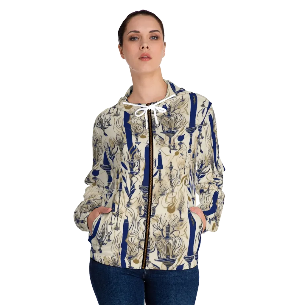 Candlelit Conservatory on Women's Full-Zip Hoodie — Front On Person