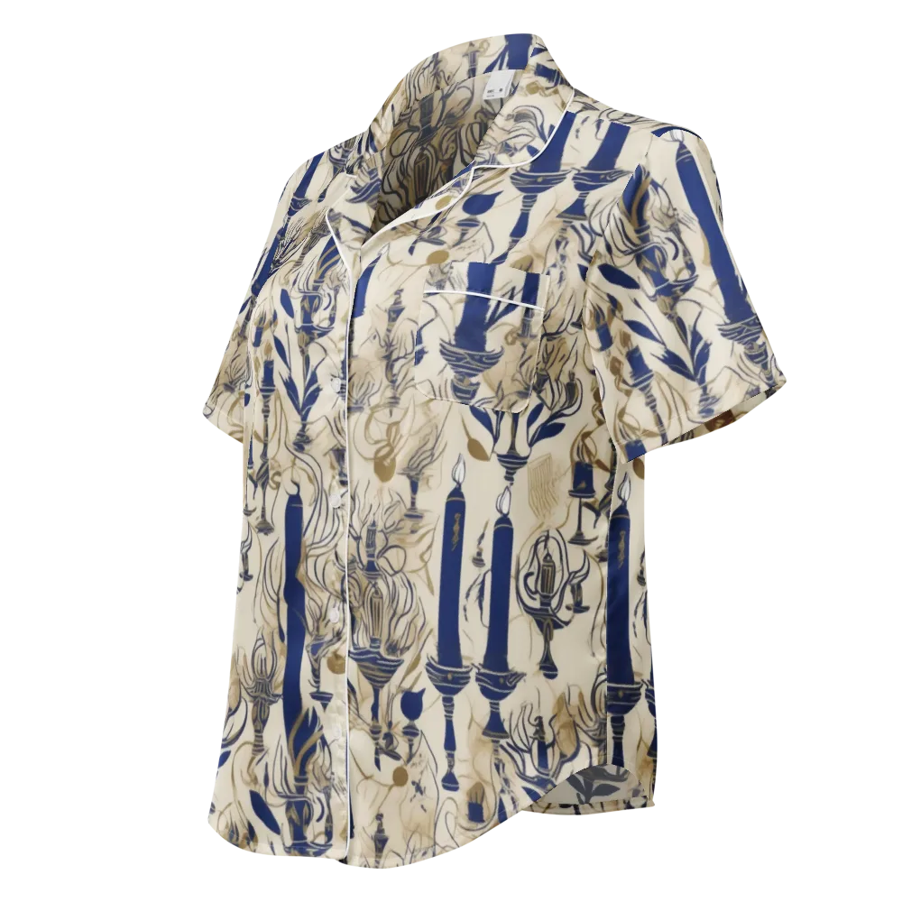 Candlelit Conservatory on Women's Short Sleeve Pajama Top — Left Front