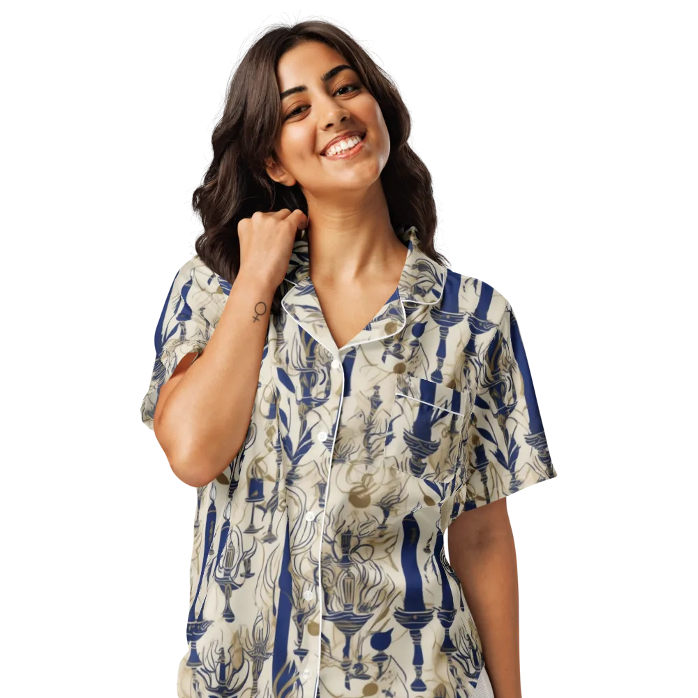 Candlelit Conservatory on Women's Short Sleeve Pajama Top — Front
