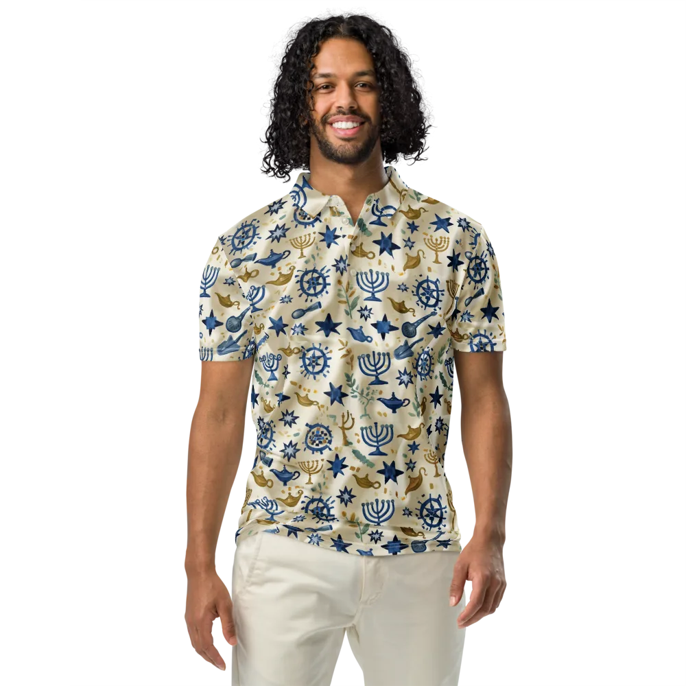 Blue Gold Voyager on Men's Slim Fit Polo Shirt — Front