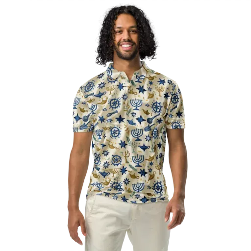 Blue Gold Voyager on a Men's Slim Fit Polo Shirt