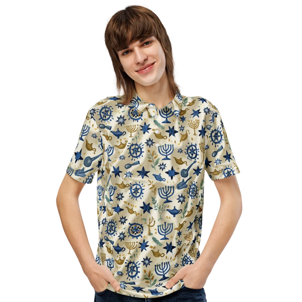 Blue Gold Voyager on Men's Slim Fit Polo Shirt — Front