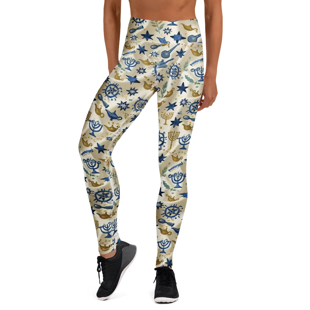 Blue Gold Voyager on Yoga Leggings — Front
