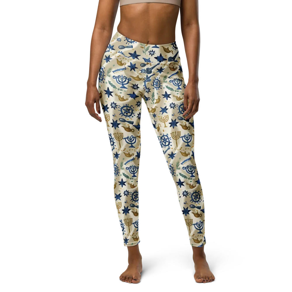 Blue Gold Voyager on Yoga Leggings — Front