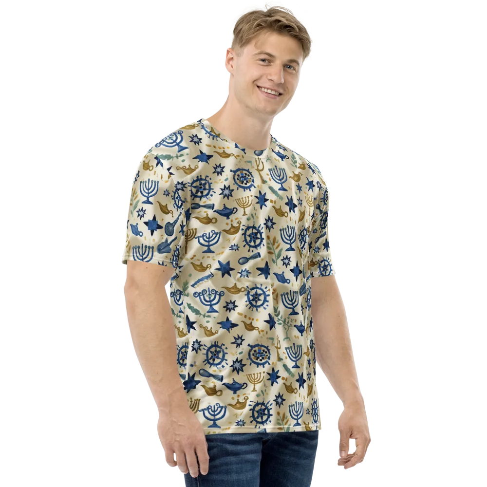 Blue Gold Voyager on Men's Crew Neck T-Shirt — Right