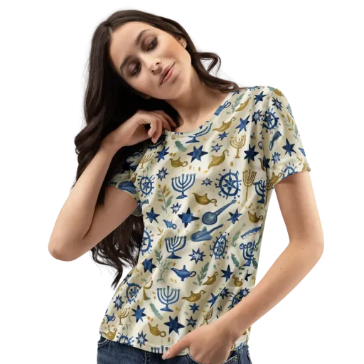 Blue Gold Voyager on a Women's Crew Neck T-Shirt