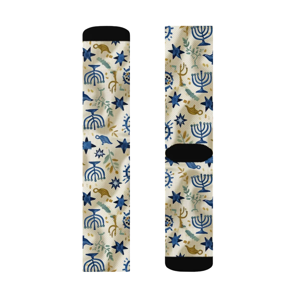 Blue Gold Voyager on Socks — Left Sock
