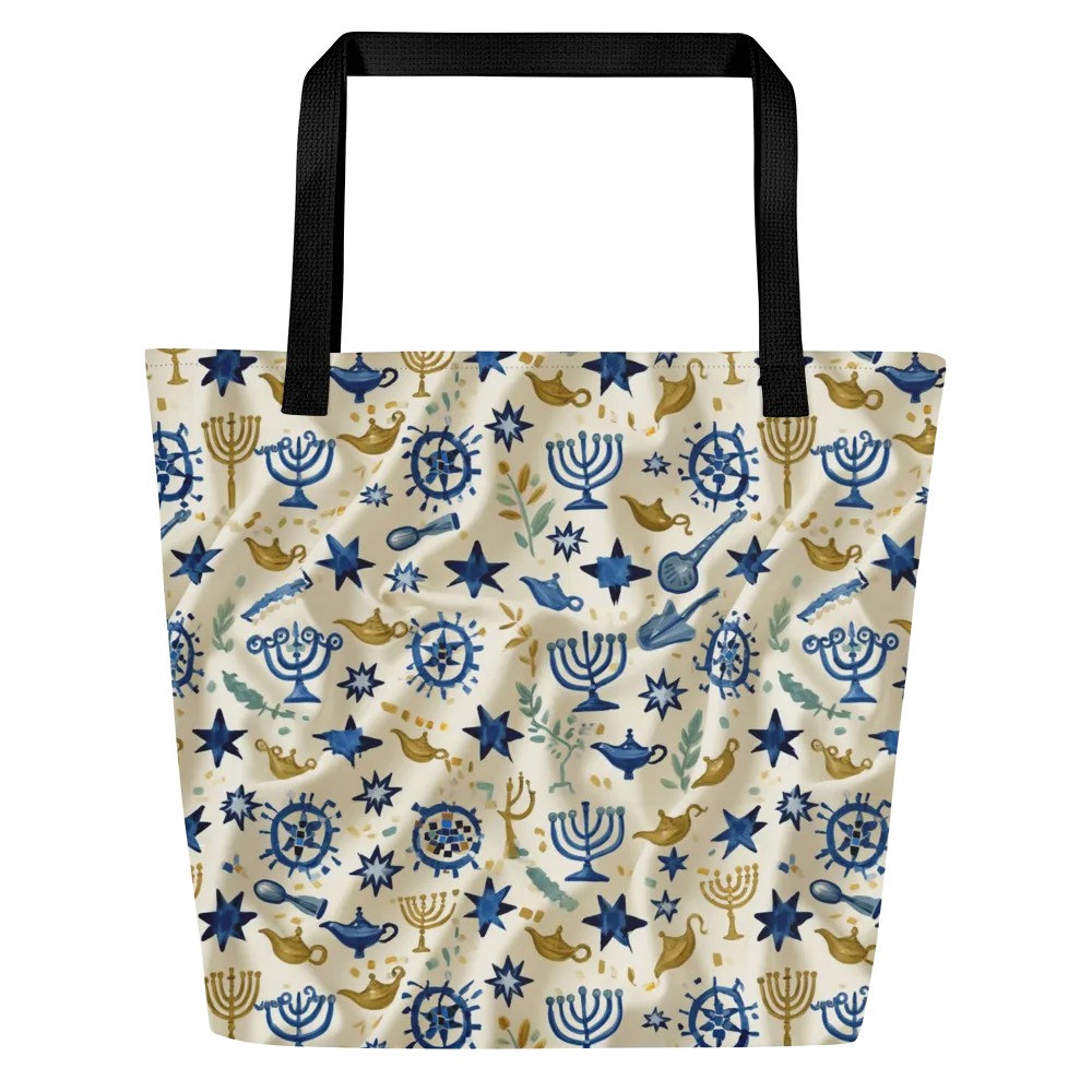 Blue Gold Voyager on Large Tote Bag W/ Pocket — Front