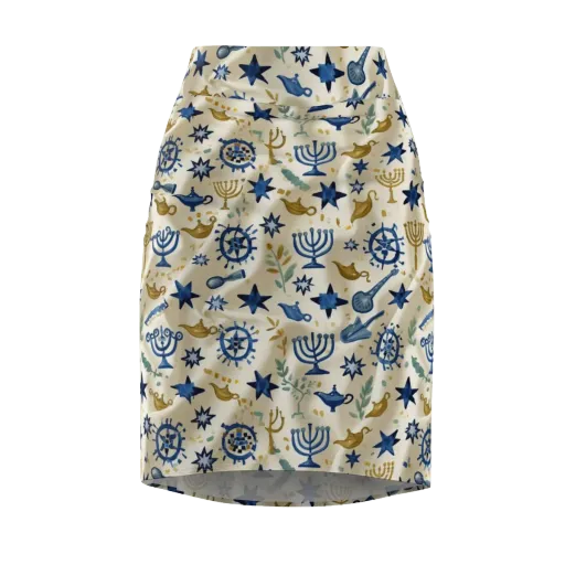 Blue Gold Voyager on a Pencil Skirt
