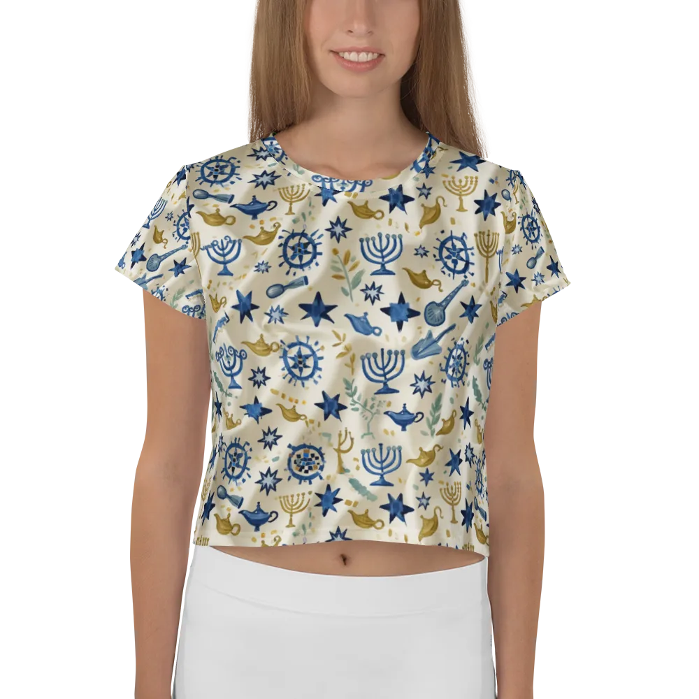 Blue Gold Voyager on Crop Tee — Front