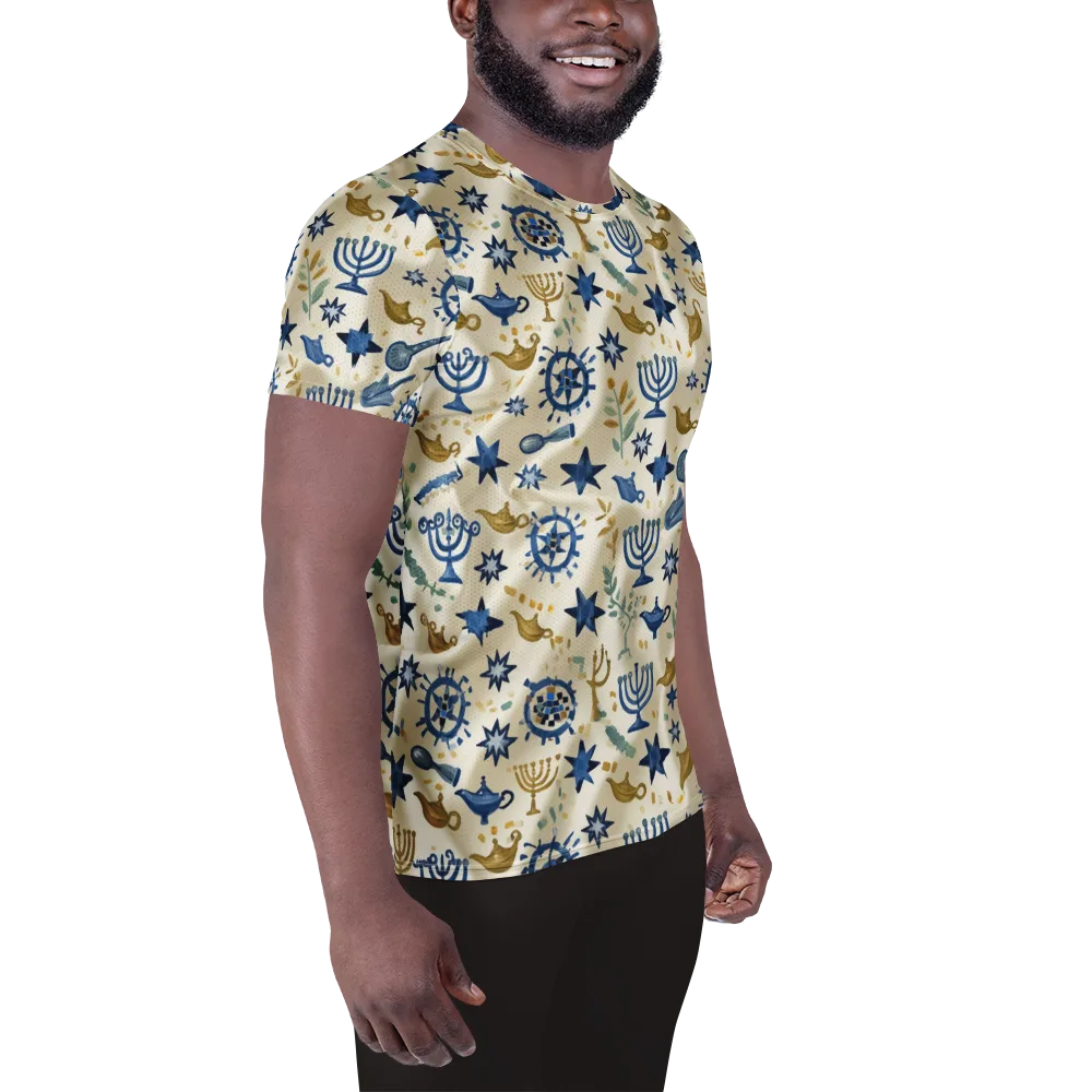 Blue Gold Voyager on Men's Athletic T-Shirt — Right