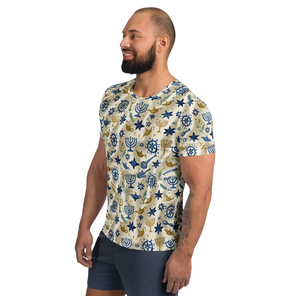 Blue Gold Voyager on Men's Athletic T-Shirt — Left