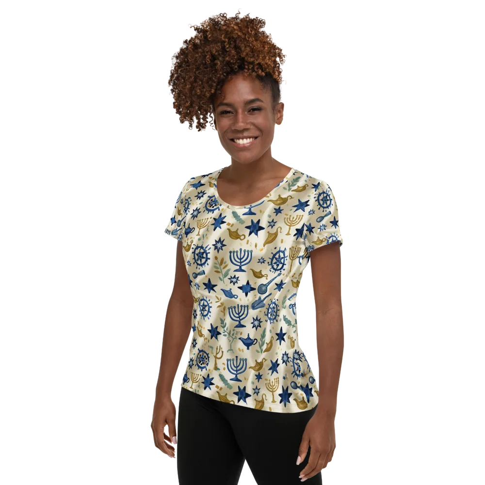 Blue Gold Voyager on Women's Athletic T-Shirt — Left