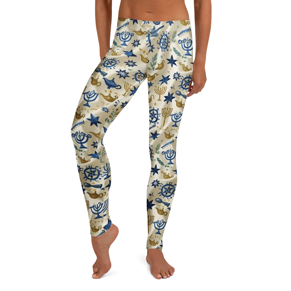Blue Gold Voyager on Leggings — Front