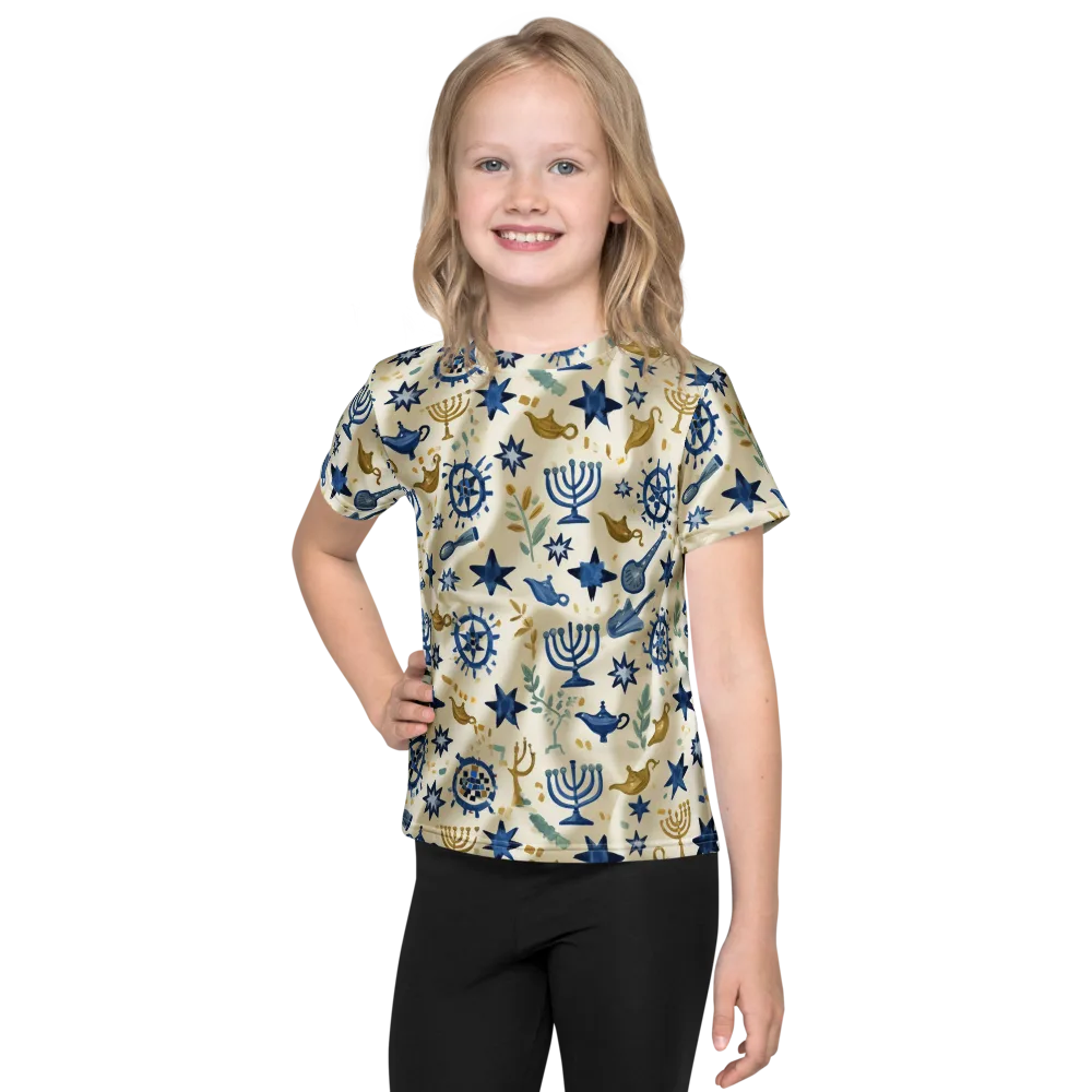 Blue Gold Voyager on Kids Crew Neck T-Shirt — Front
