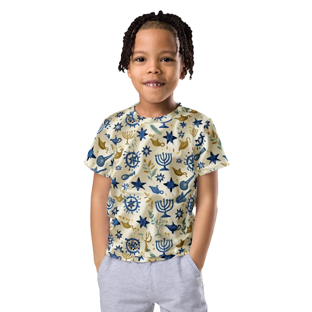 Blue Gold Voyager on Kids Crew Neck T-Shirt — Front