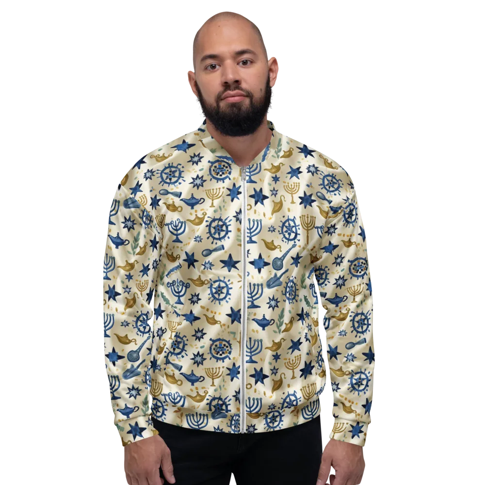 Blue Gold Voyager on Bomber Jacket — Front