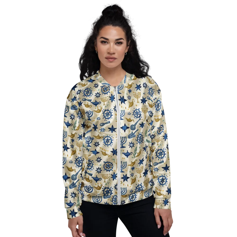Blue Gold Voyager on Bomber Jacket — Front