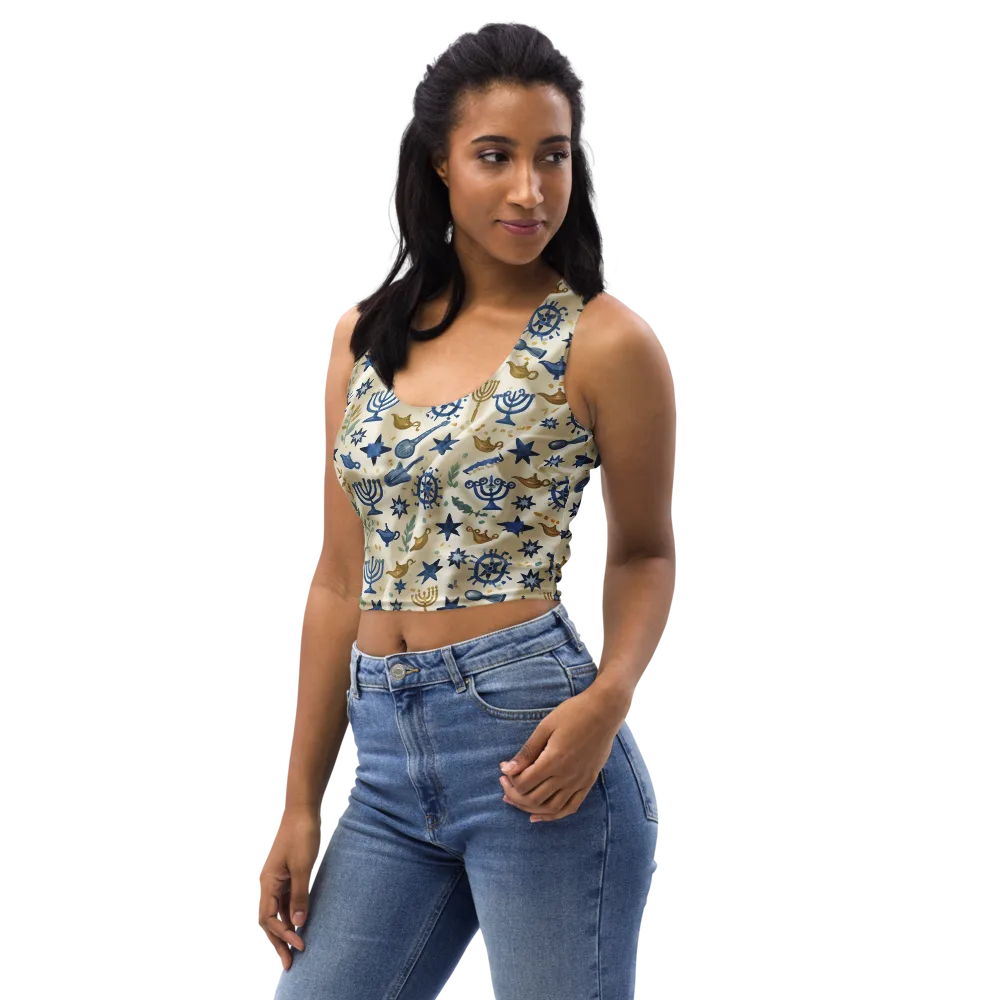 Blue Gold Voyager on Crop Top — Left Front