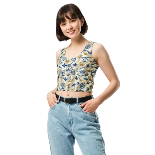 Blue Gold Voyager on a Crop Top