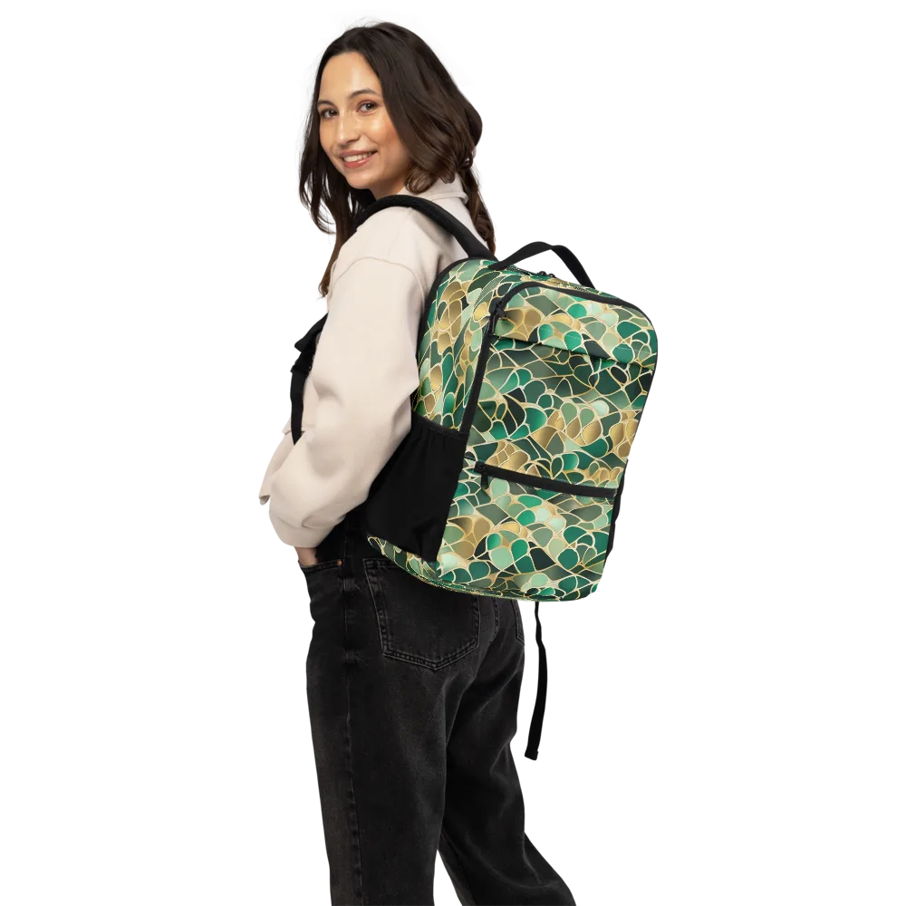 Gilded Emerald Lattice on Utility Backpack — Back