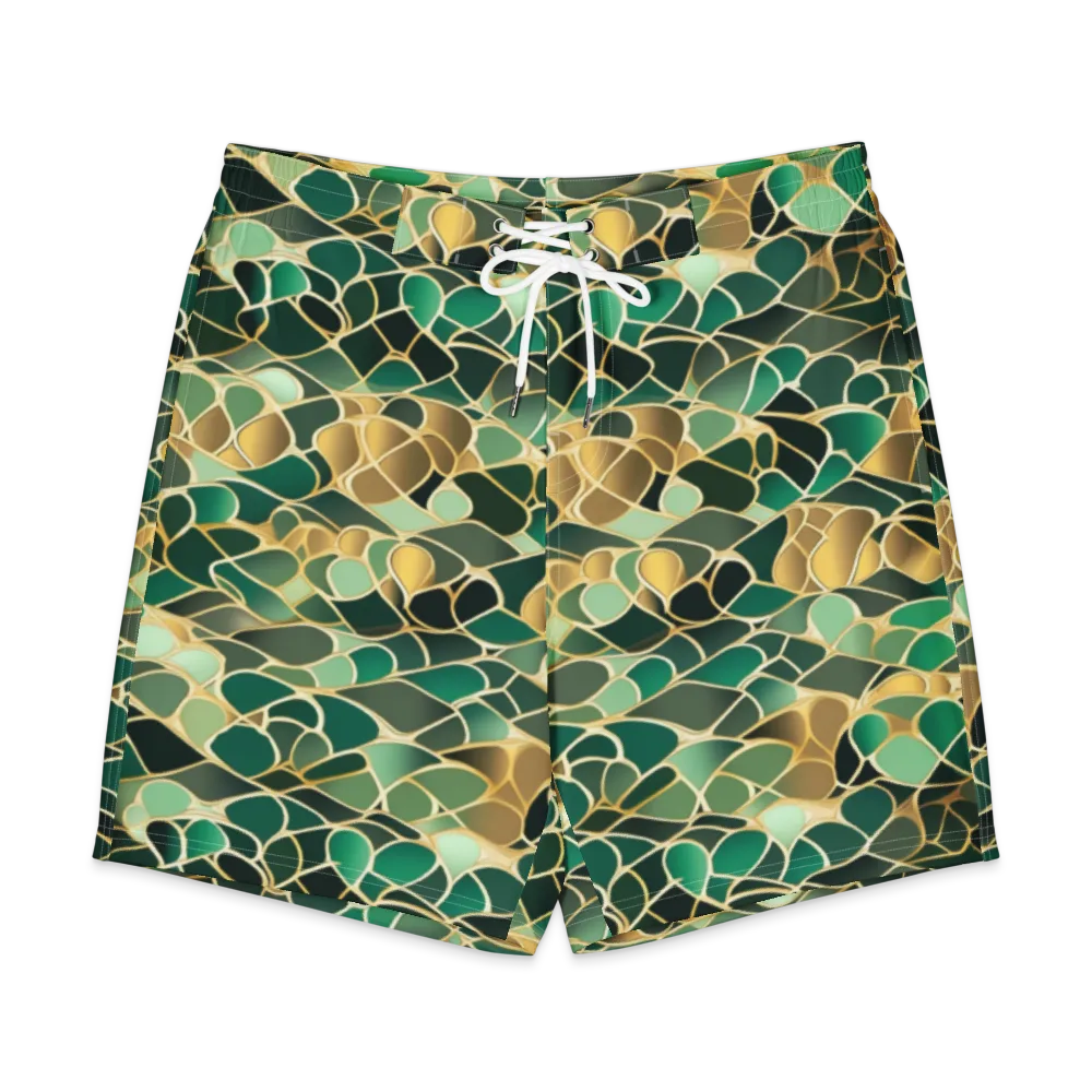 Gilded Emerald Lattice on Men's Board Shorts — Front