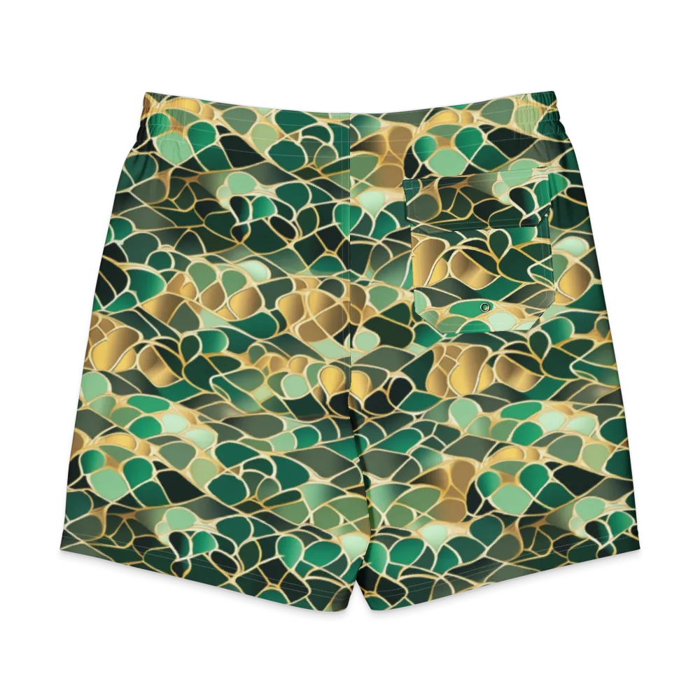 Gilded Emerald Lattice on Men's Board Shorts — Back