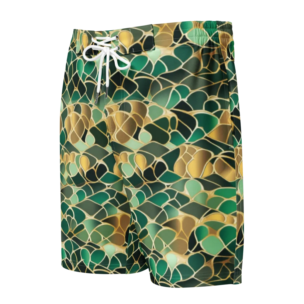 Gilded Emerald Lattice on Men's Board Shorts — Front