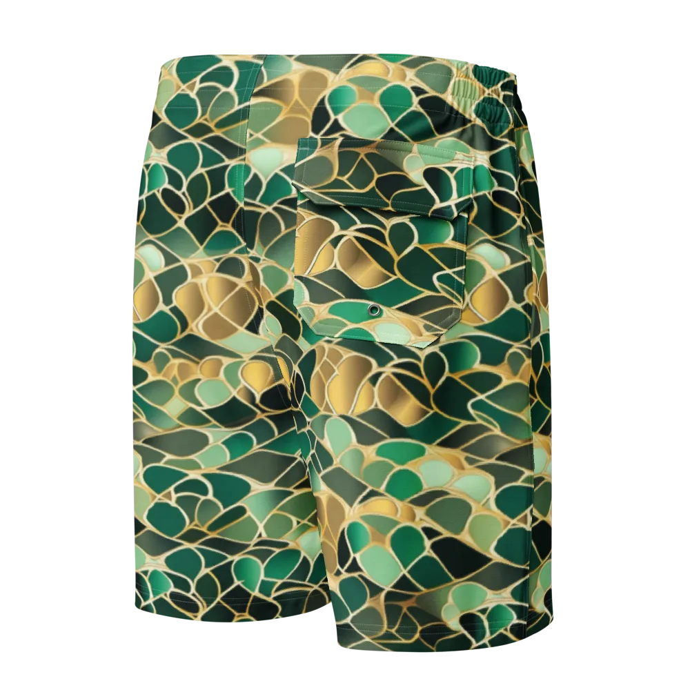 Gilded Emerald Lattice on Men's Board Shorts — Back
