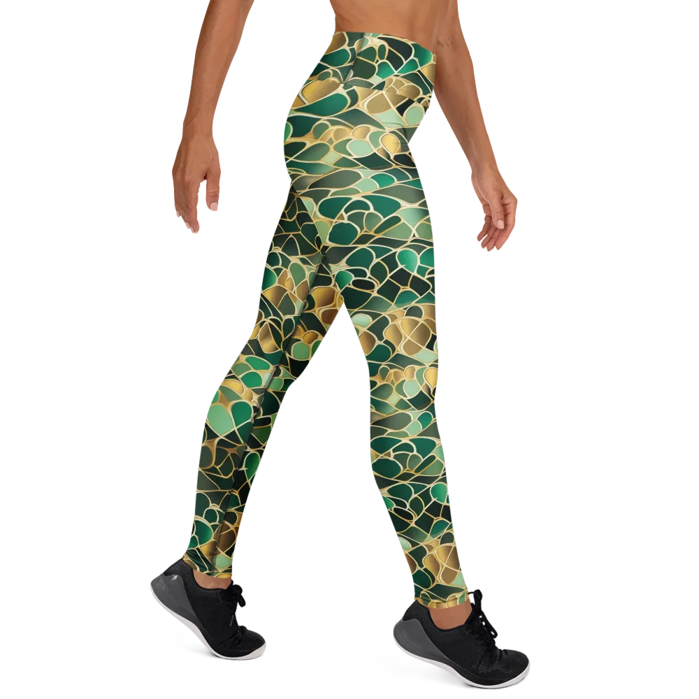Gilded Emerald Lattice on Yoga Leggings — Right