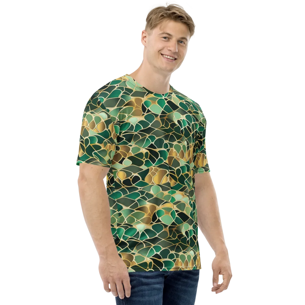 Gilded Emerald Lattice on Men's Crew Neck T-Shirt — Right