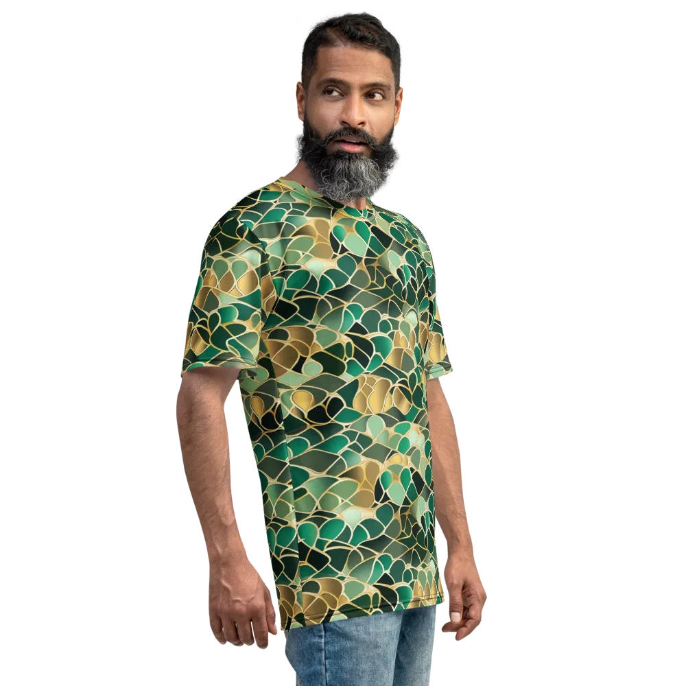 Gilded Emerald Lattice on Men's Crew Neck T-Shirt — Right
