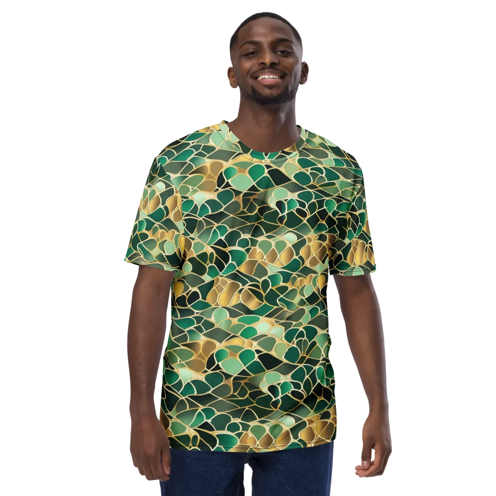 Gilded Emerald Lattice on Men's Crew Neck T-Shirt — Front