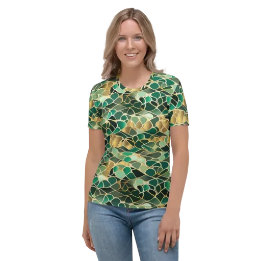 Gilded Emerald Lattice on a Women's Crew Neck T-Shirt