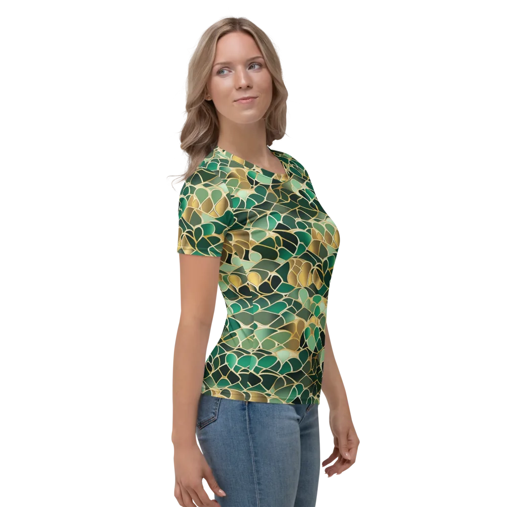 Gilded Emerald Lattice on Women's Crew Neck T-Shirt — Right