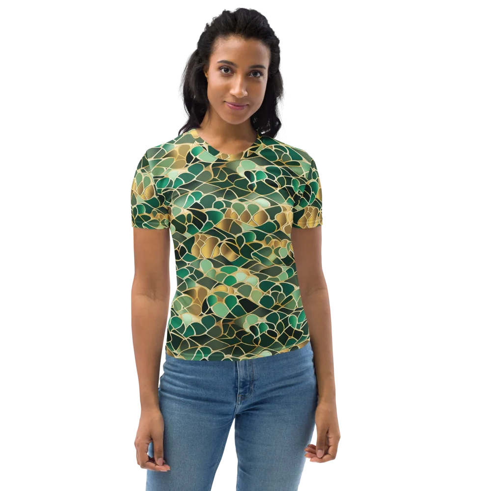 Gilded Emerald Lattice on Women's Crew Neck T-Shirt — Front