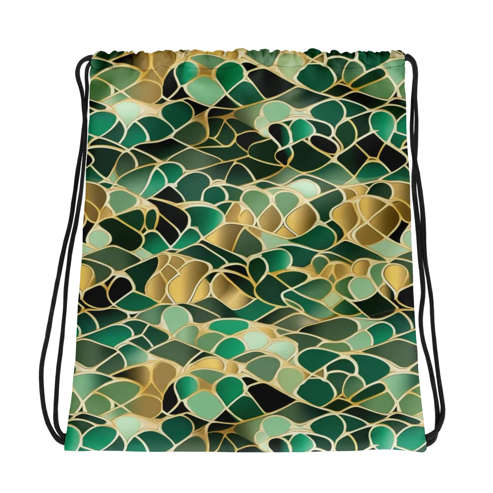 Gilded Emerald Lattice on Drawstring Bag — Photo