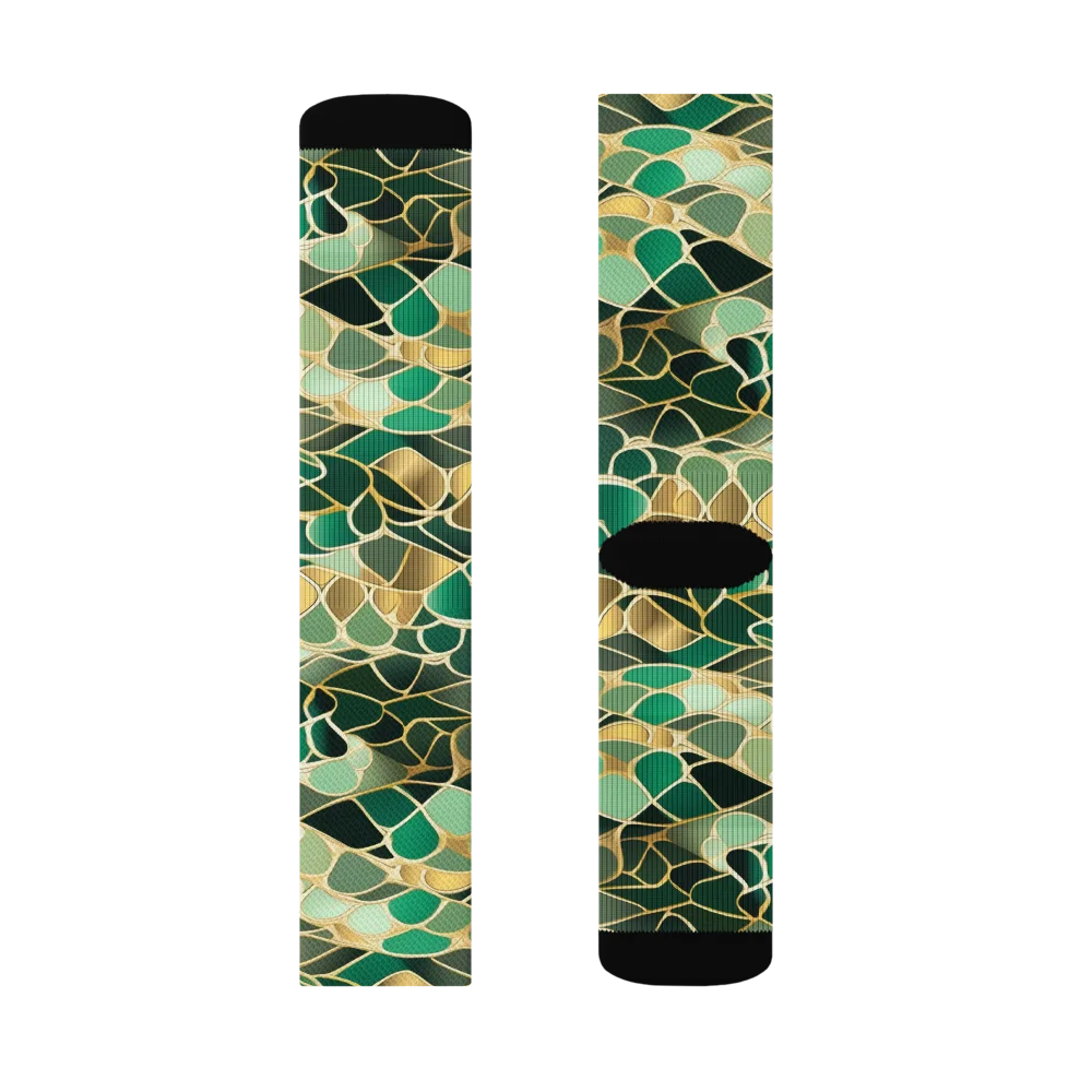 Gilded Emerald Lattice on Socks — Right Sock