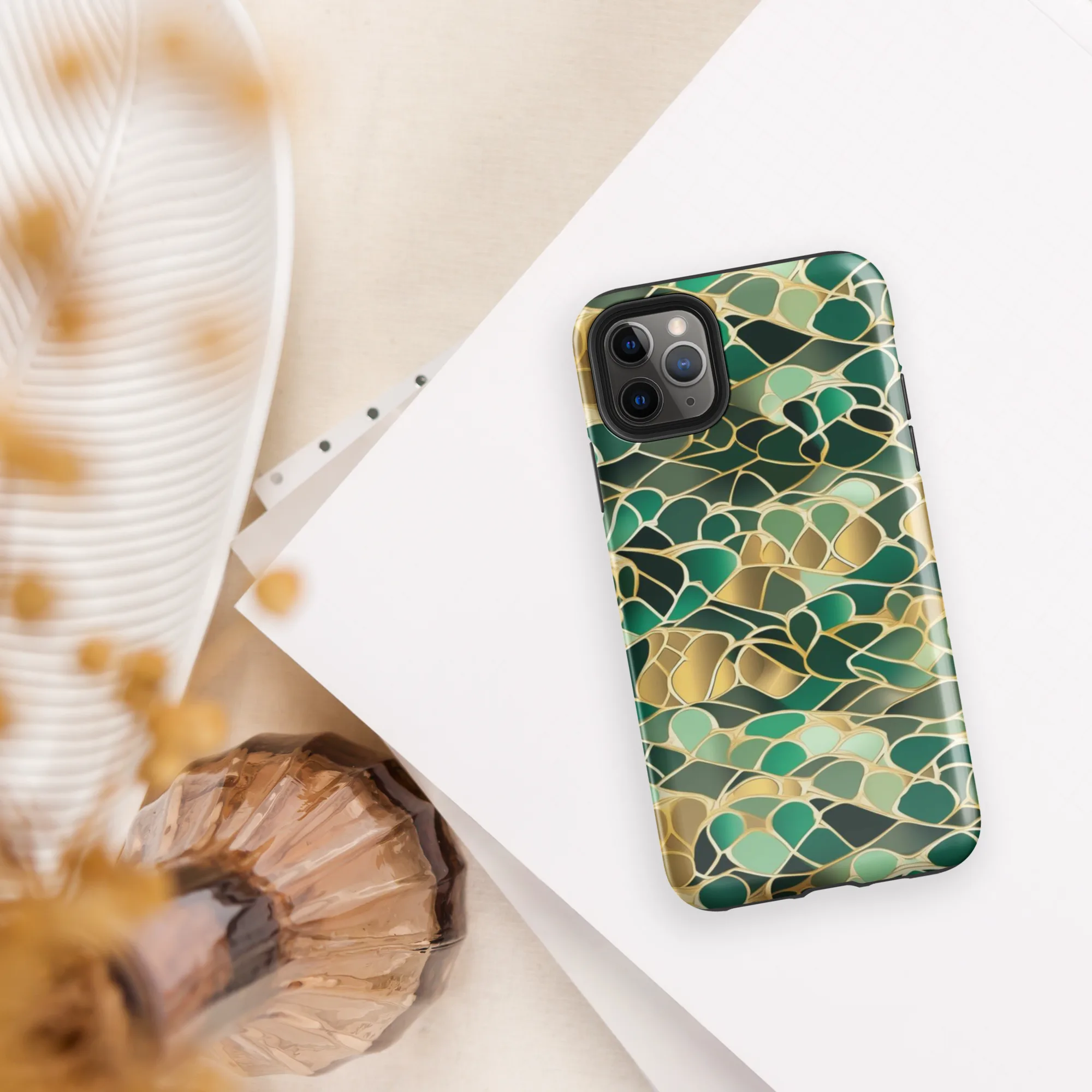 Gilded Emerald Lattice on Tough Case for iPhone® — Front