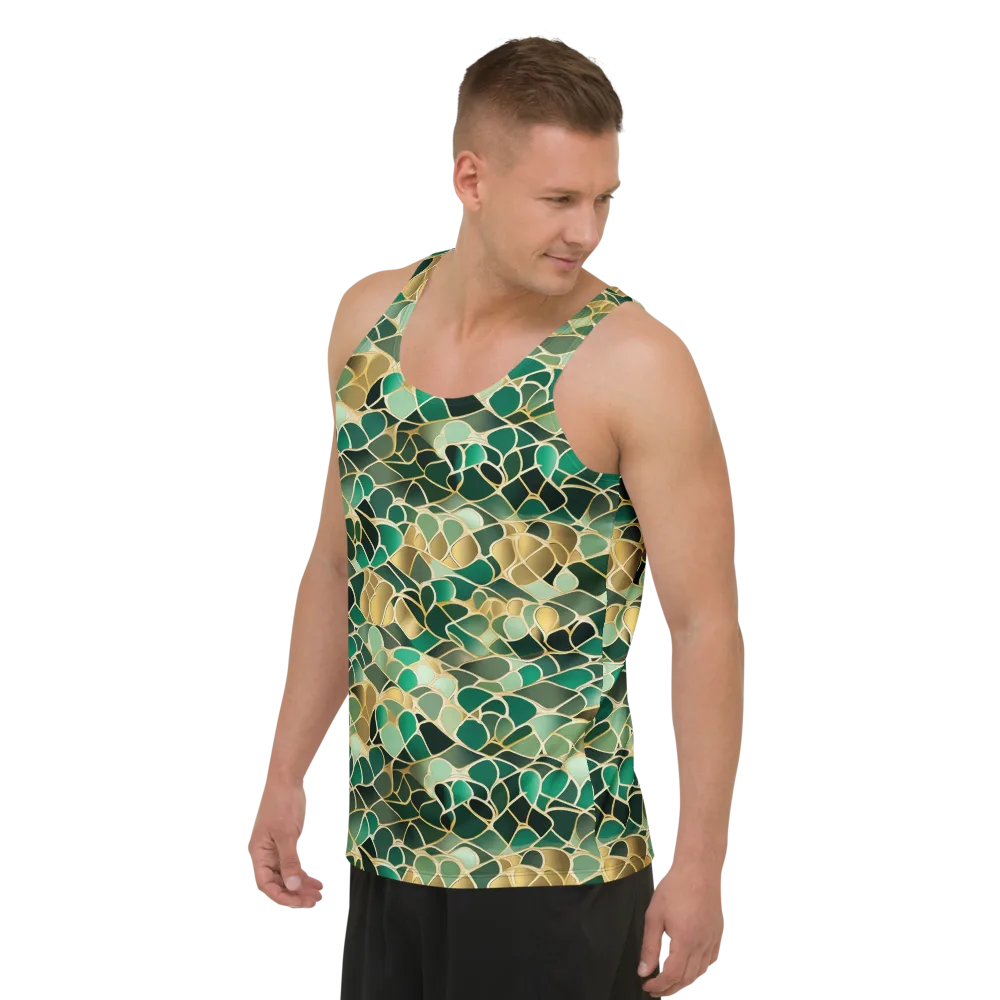Gilded Emerald Lattice on Men's Tank Top — Left Front