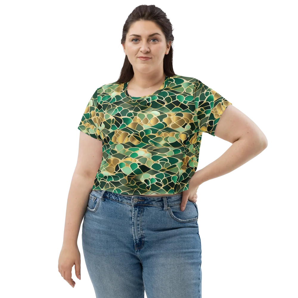 Gilded Emerald Lattice on Crop Tee — Front