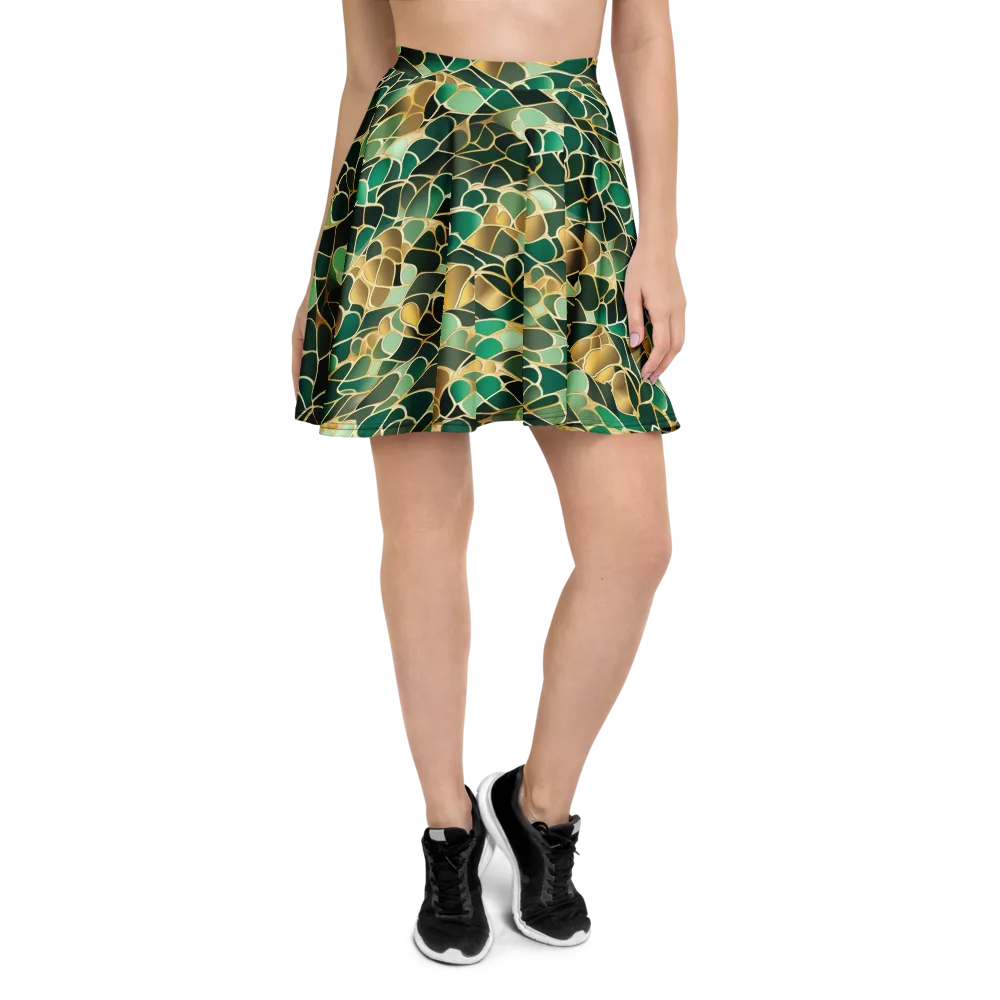 Gilded Emerald Lattice on Skater Skirt — Front