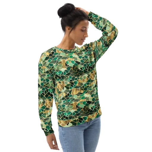 Gilded Emerald Lattice on a Sweatshirt