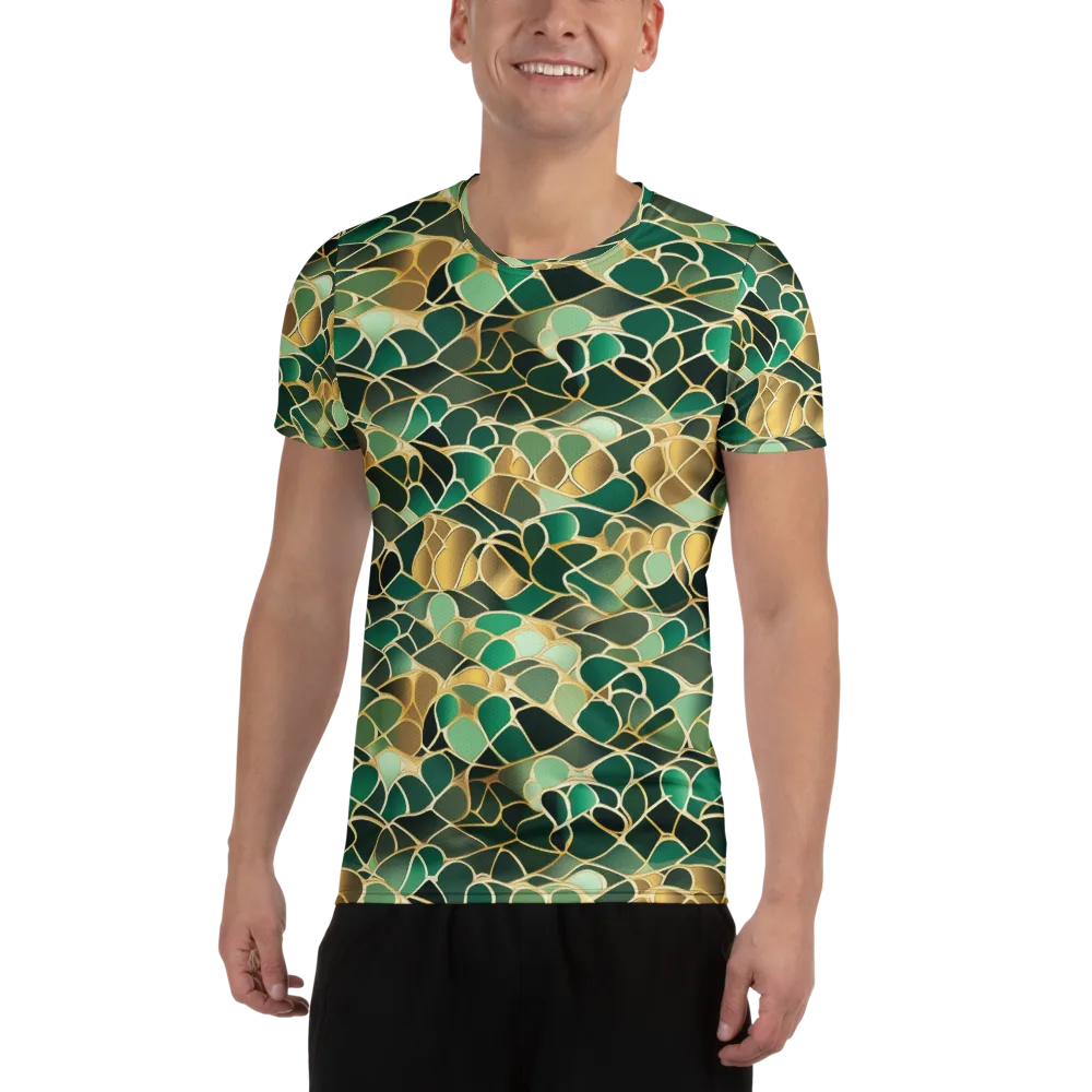 Gilded Emerald Lattice on Men's Athletic T-Shirt — Front
