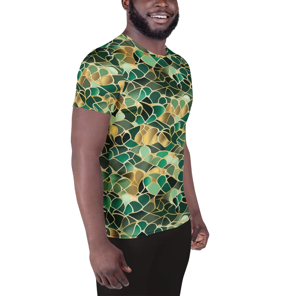 Gilded Emerald Lattice on Men's Athletic T-Shirt — Right